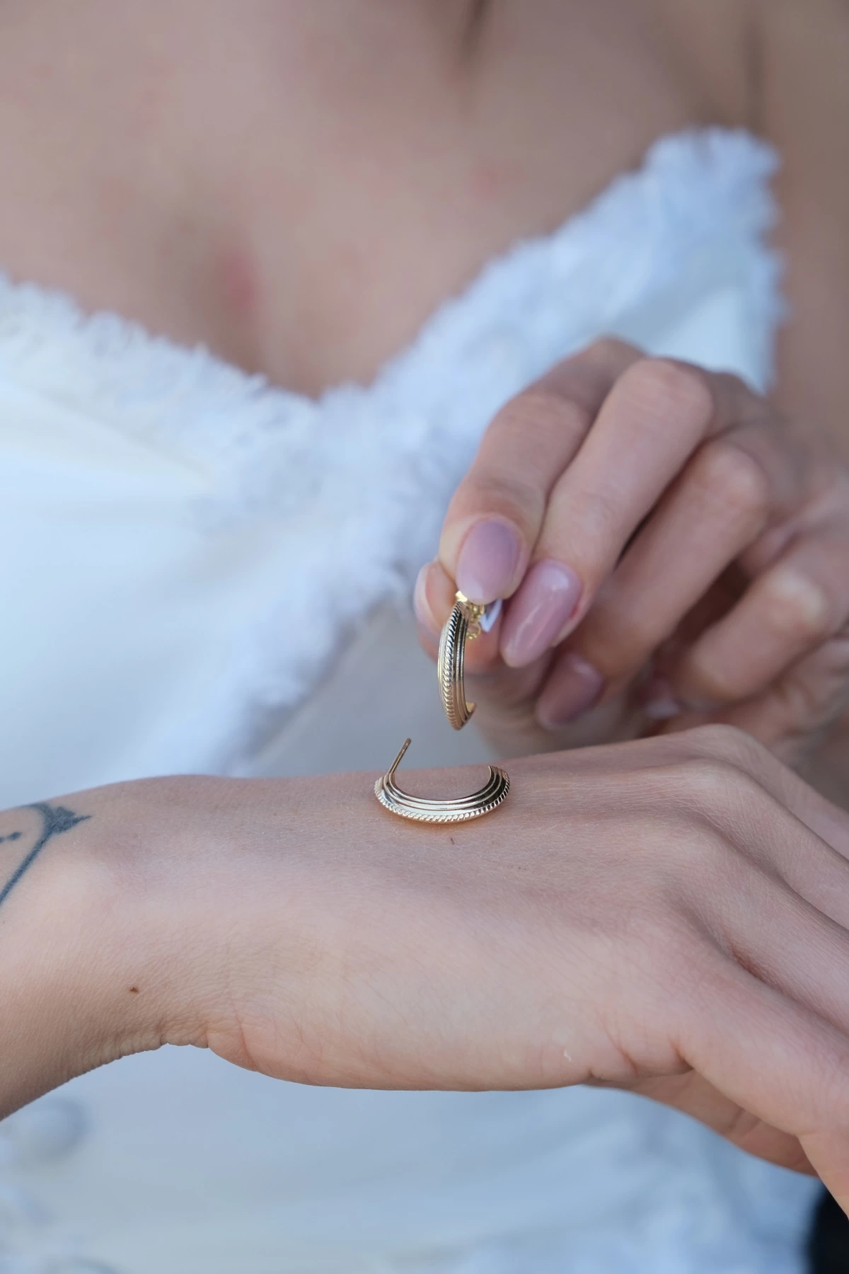 Asil 14 Ayar Yarım Halka Altın Küpe KP4923