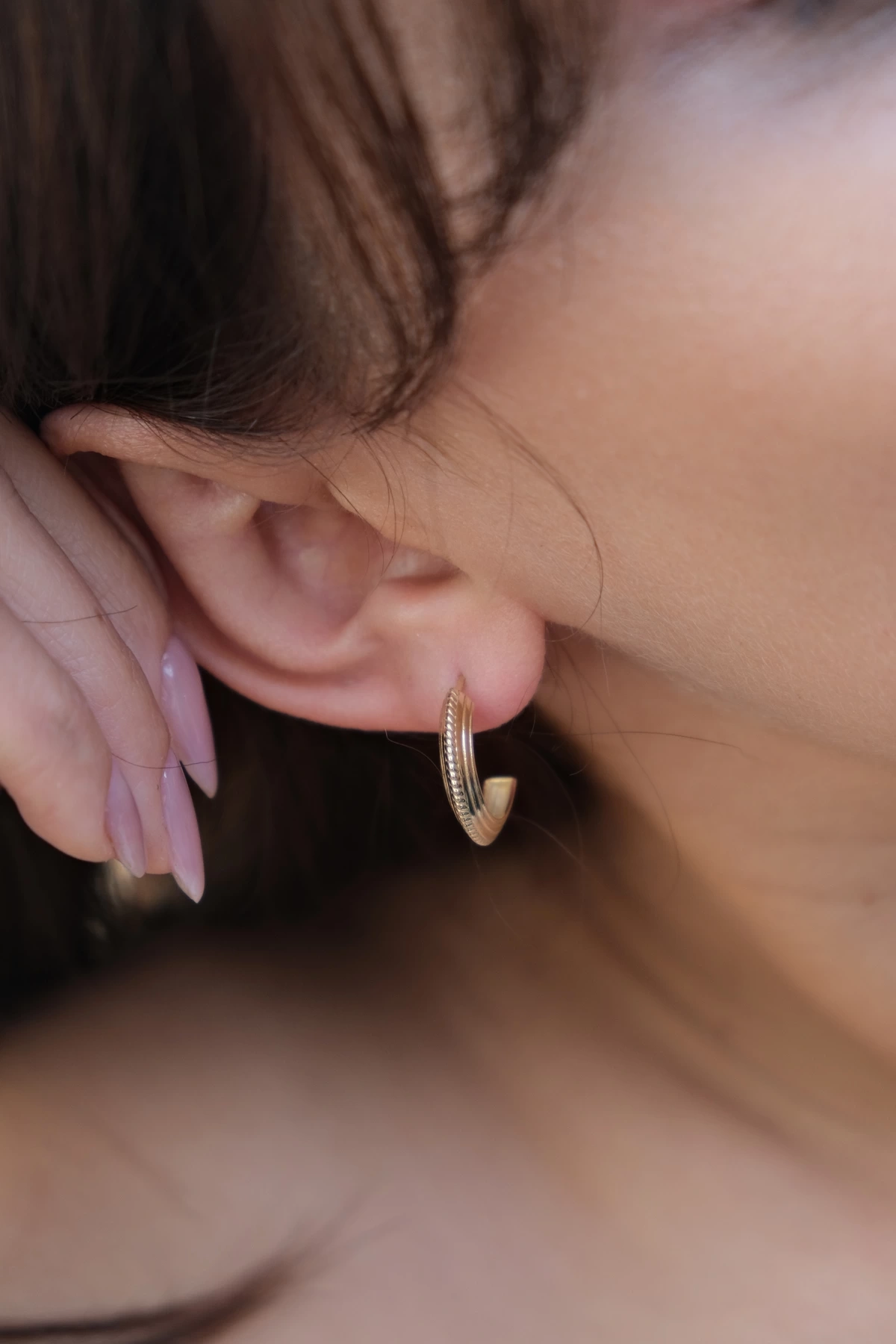 Asil 14 Ayar Yarım Halka Altın Küpe KP4923