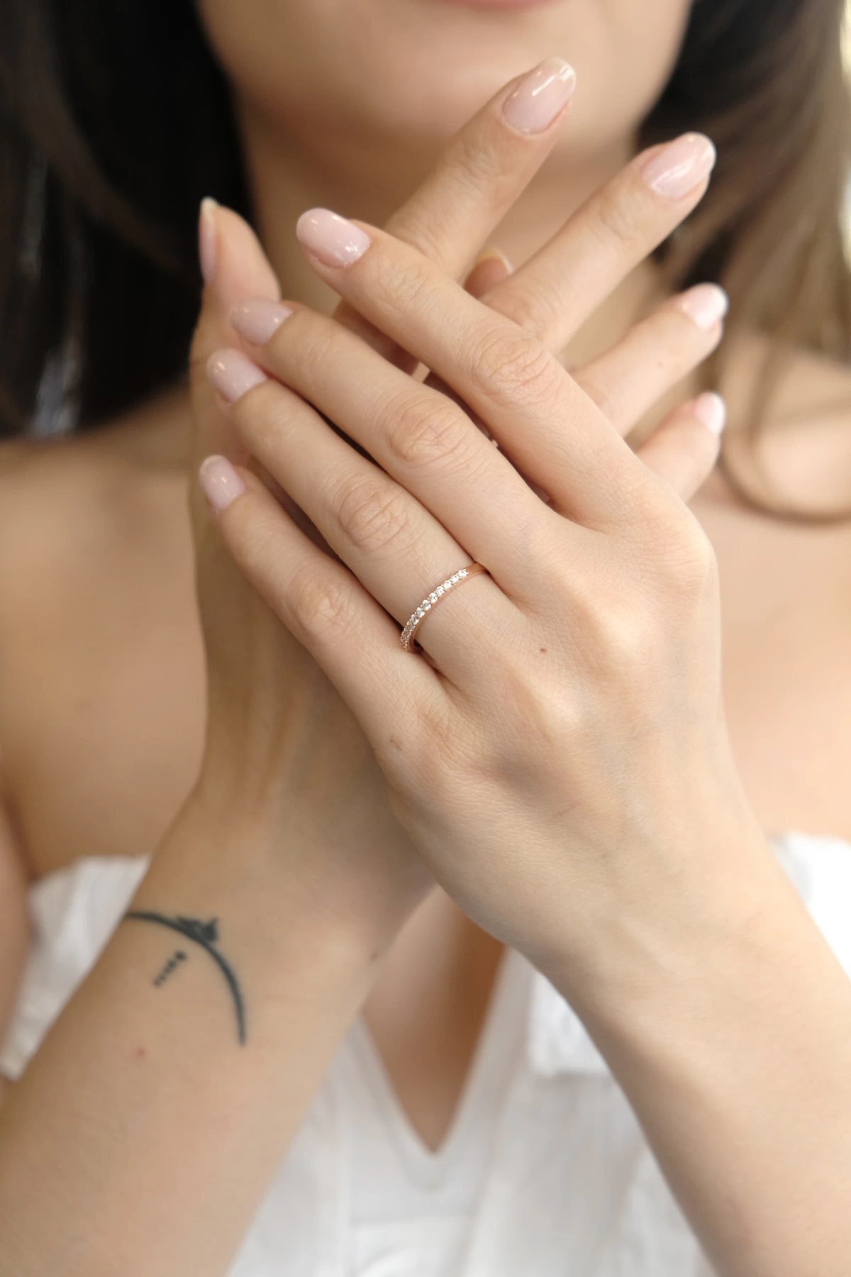 Asil 14 Ayar Yarım Tur Rose Altın Yüzük YZK1623