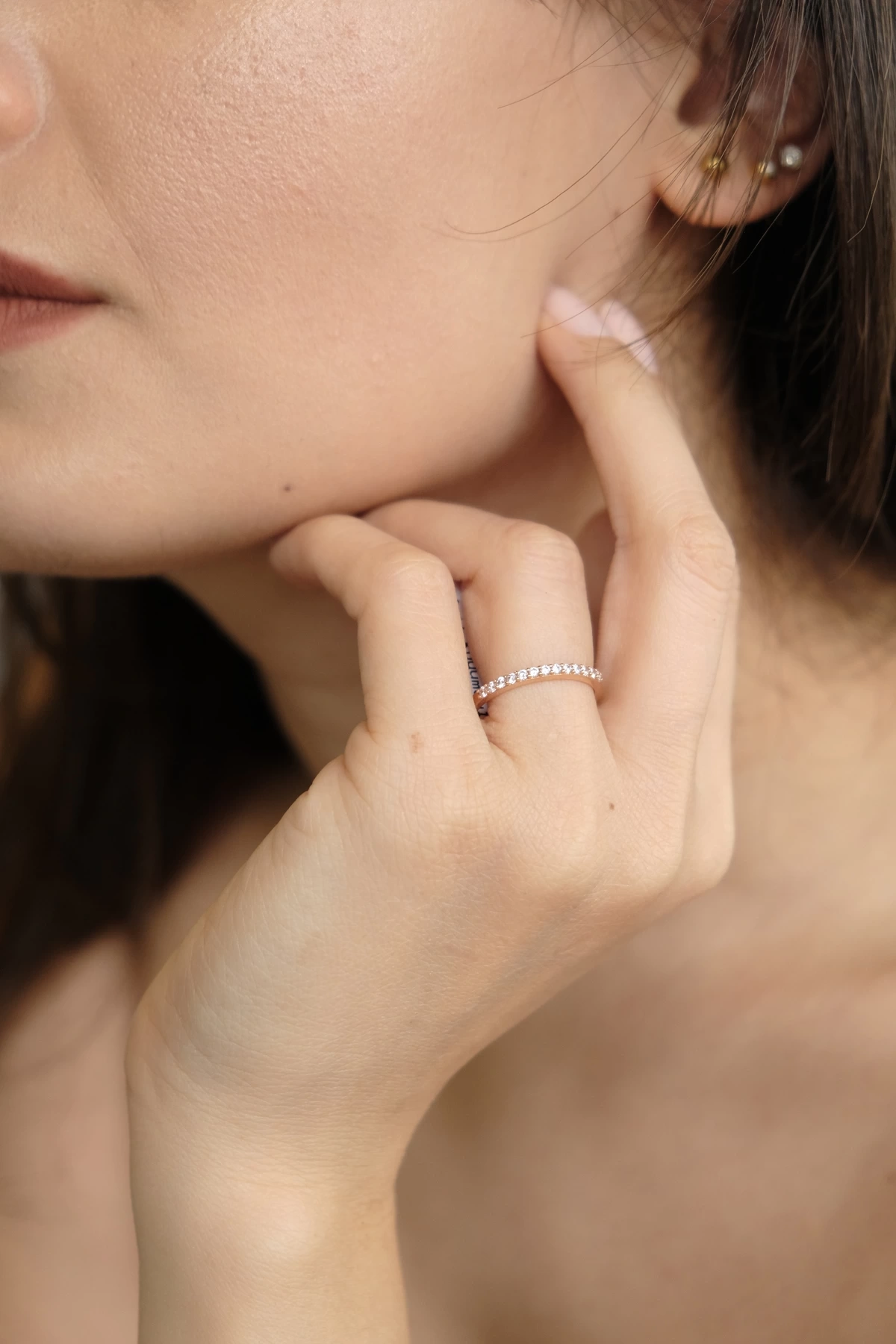 Asil 14 Ayar Yarım Tur Rose Altın Yüzük YZK1623