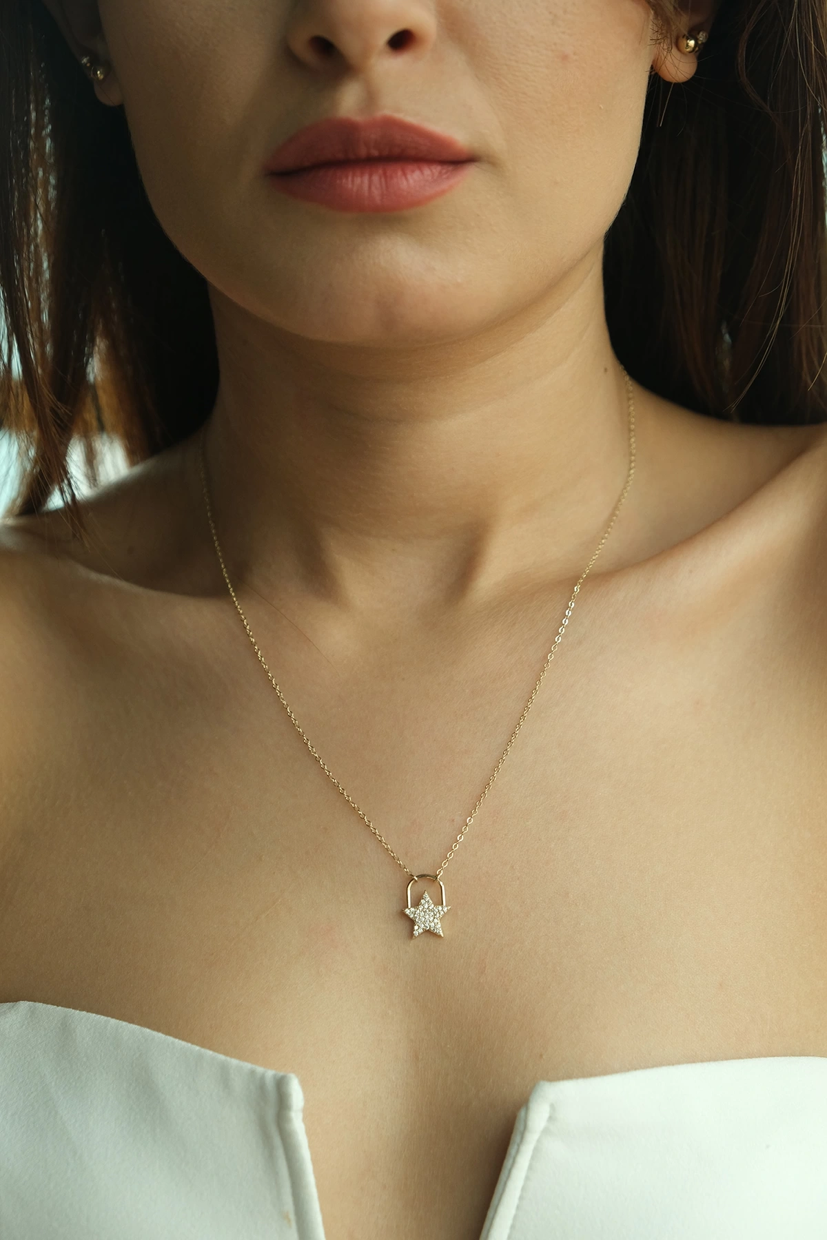 Asil 14 Ayar Yıldız Ataç Kolye Altın Kolye KLY2849