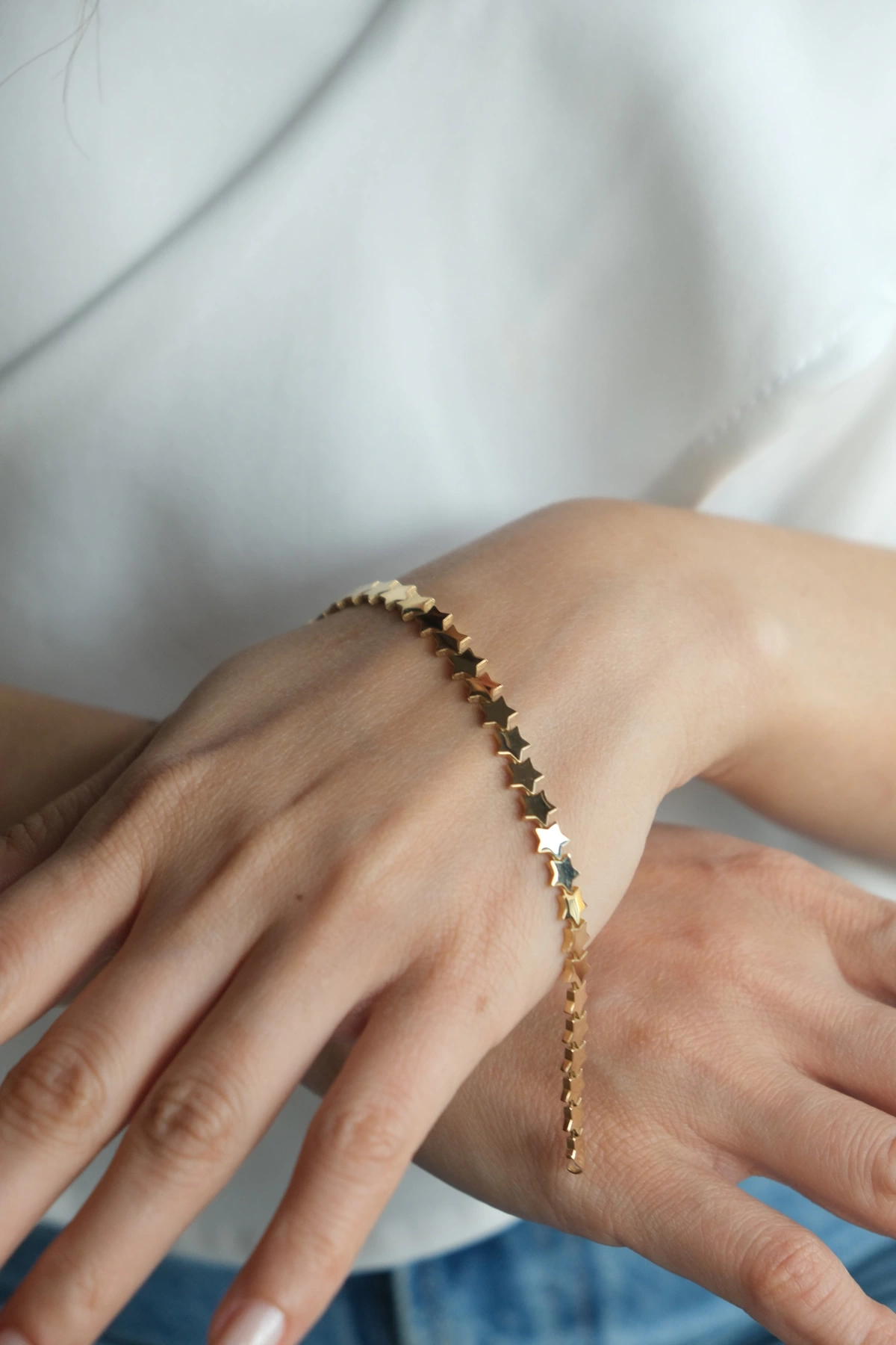 Asil 14 Ayar Yıldızlı Altın Bileklik BLK4473