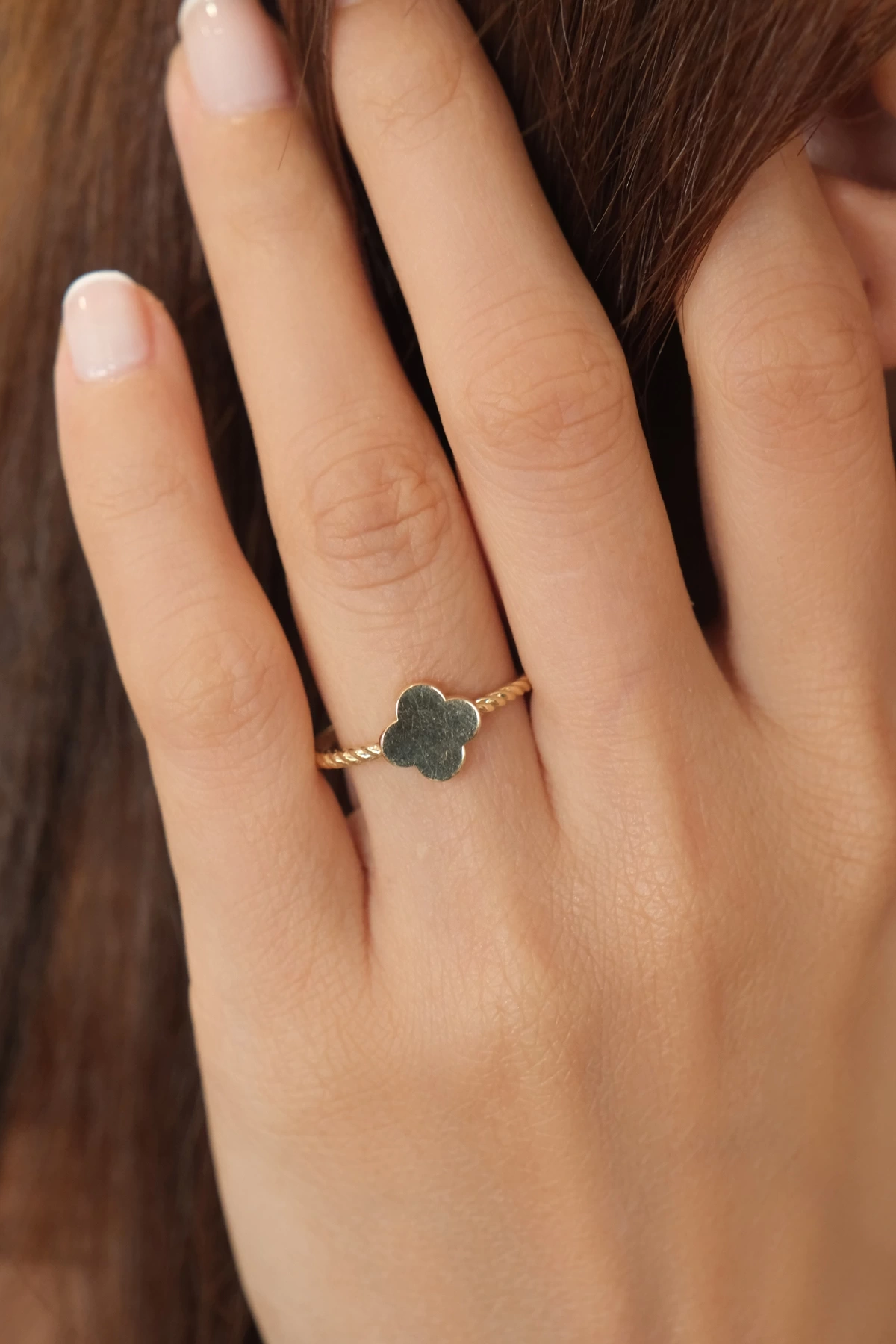 Asil 14 Ayar Yonca Model Altın Yüzük YZK3125