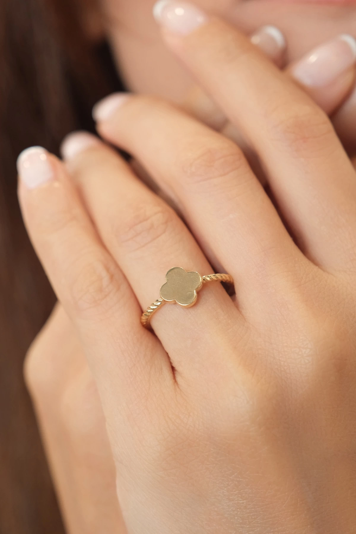 Asil 14 Ayar Yonca Model Altın Yüzük YZK3125