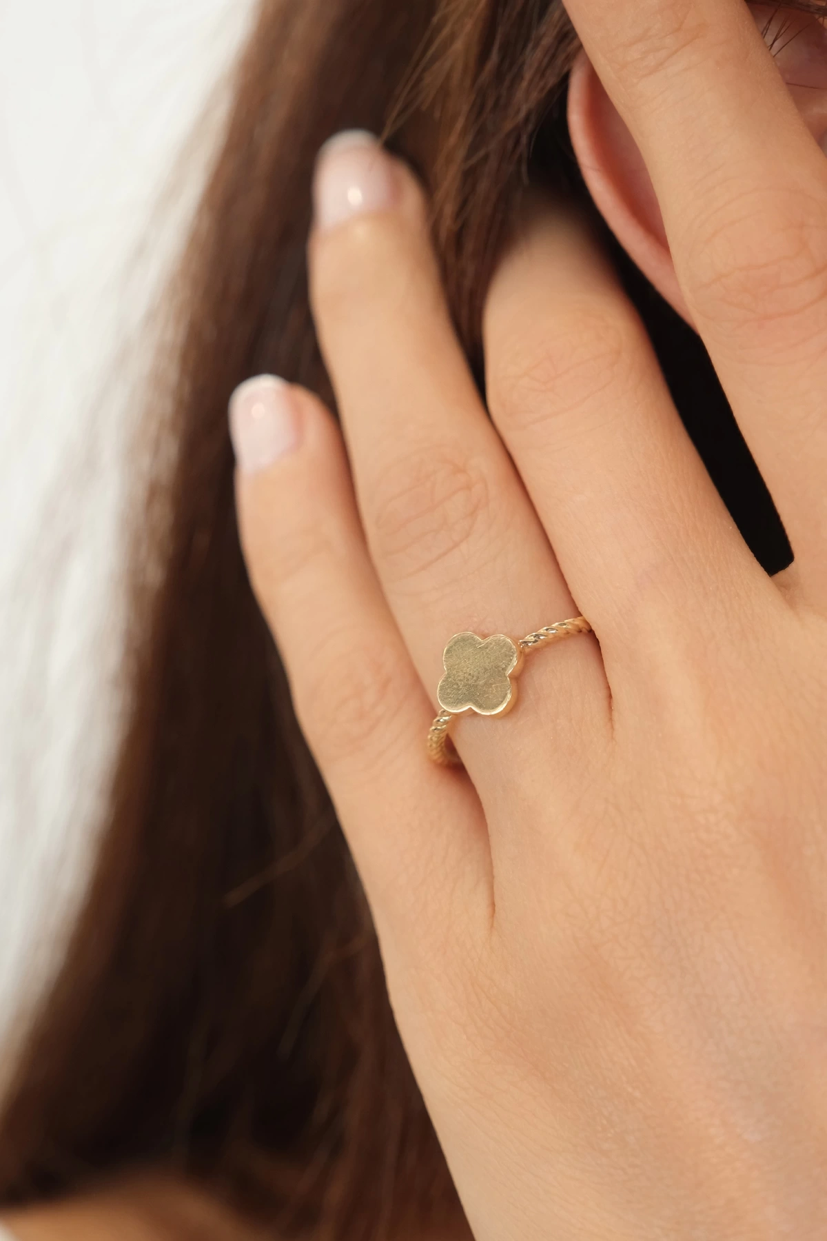 Asil 14 Ayar Yonca Model Altın Yüzük YZK3125