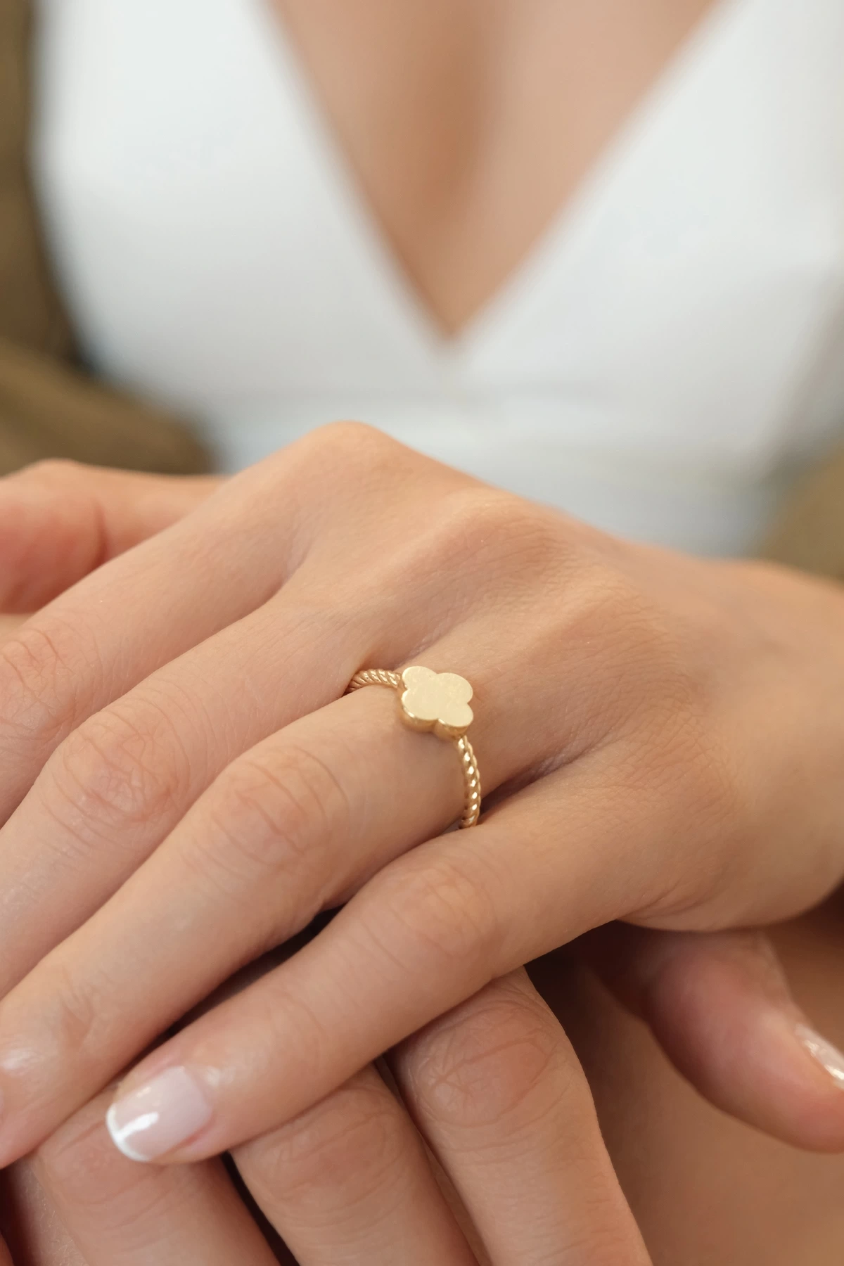 Asil 14 Ayar Yonca Model Altın Yüzük YZK3125