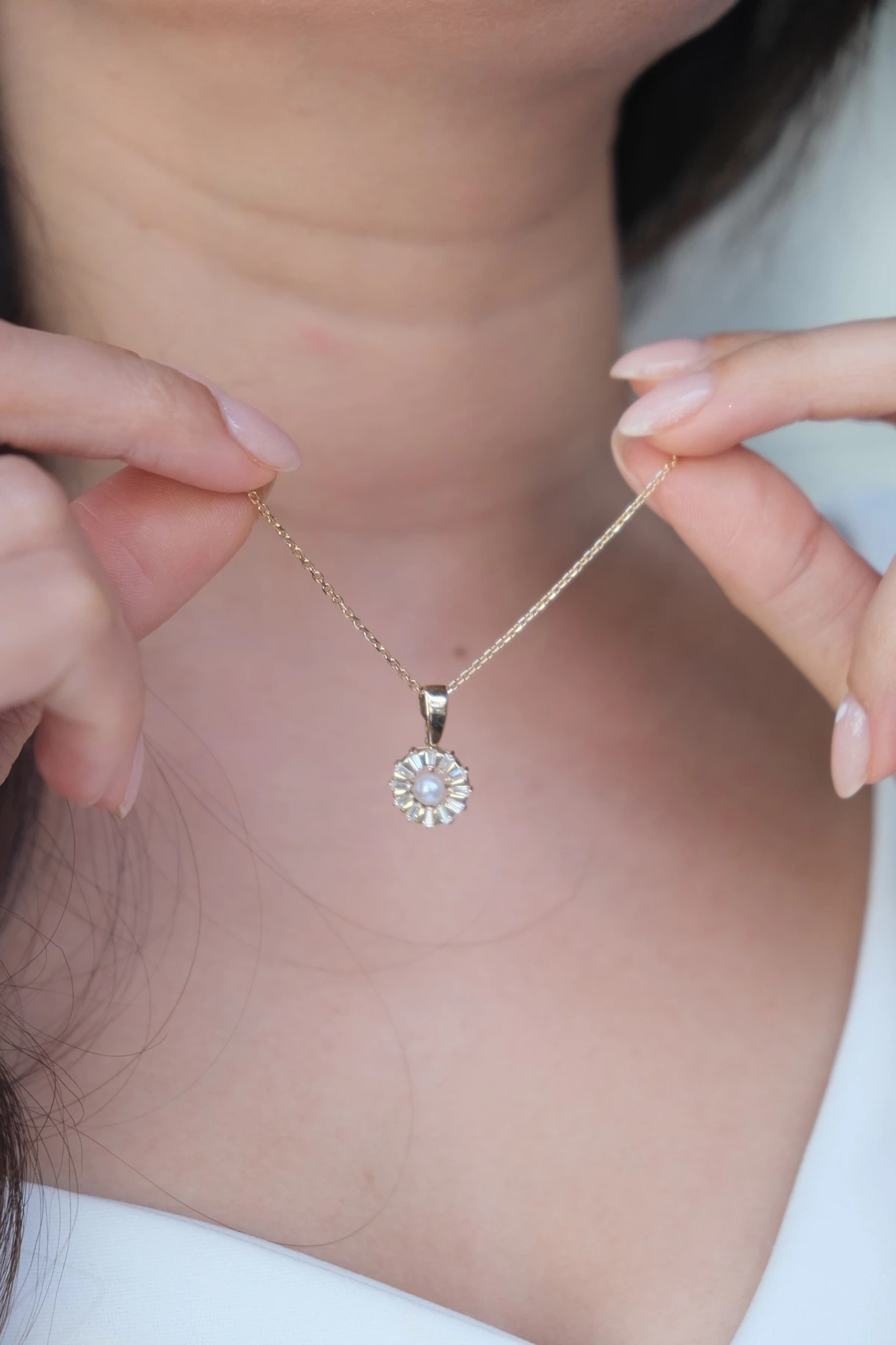 Asil 14 Ayar Zincir İncili Kolye KLY 2505