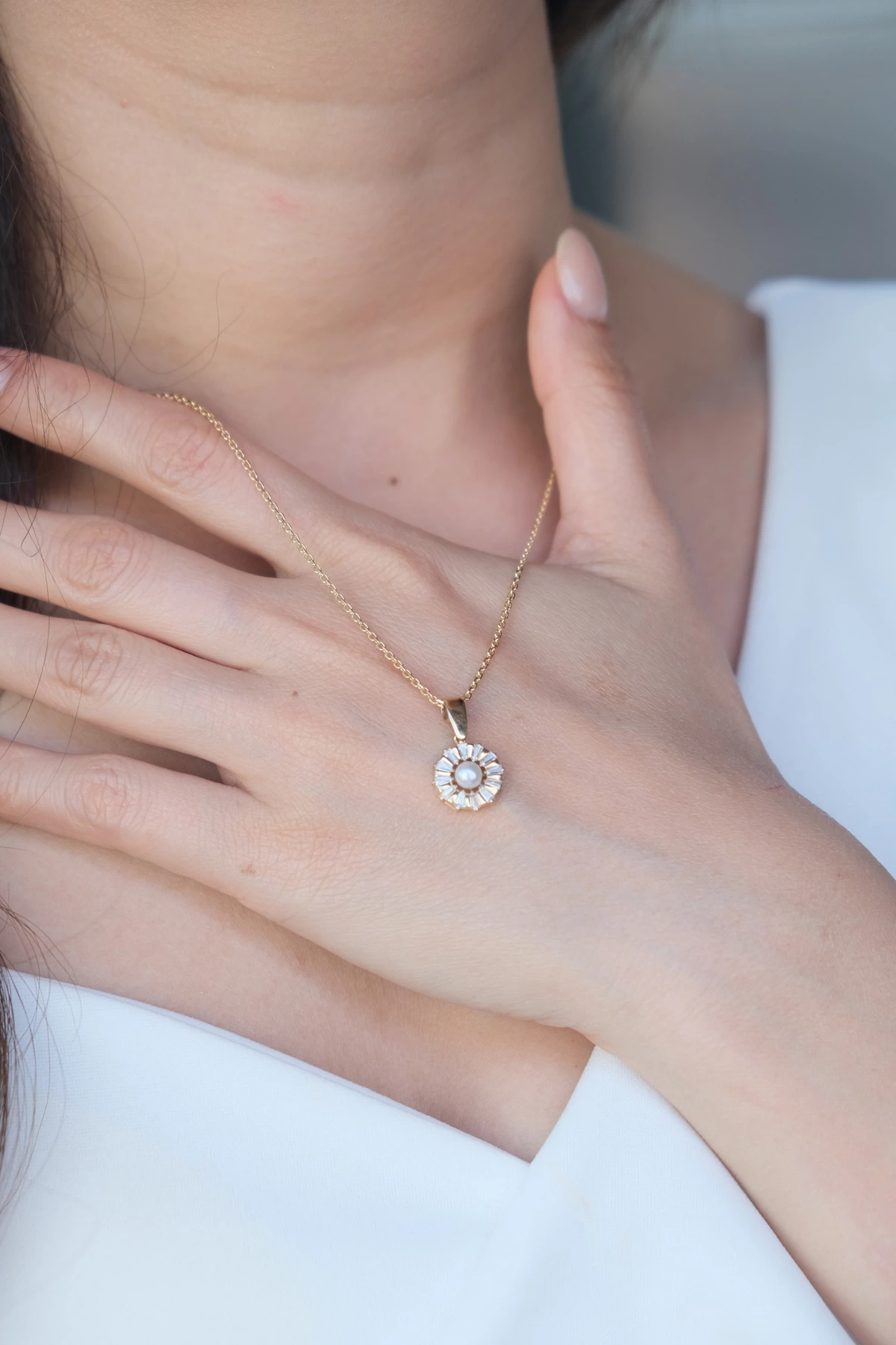 Asil 14 Ayar Zincir İncili Kolye KLY 2505