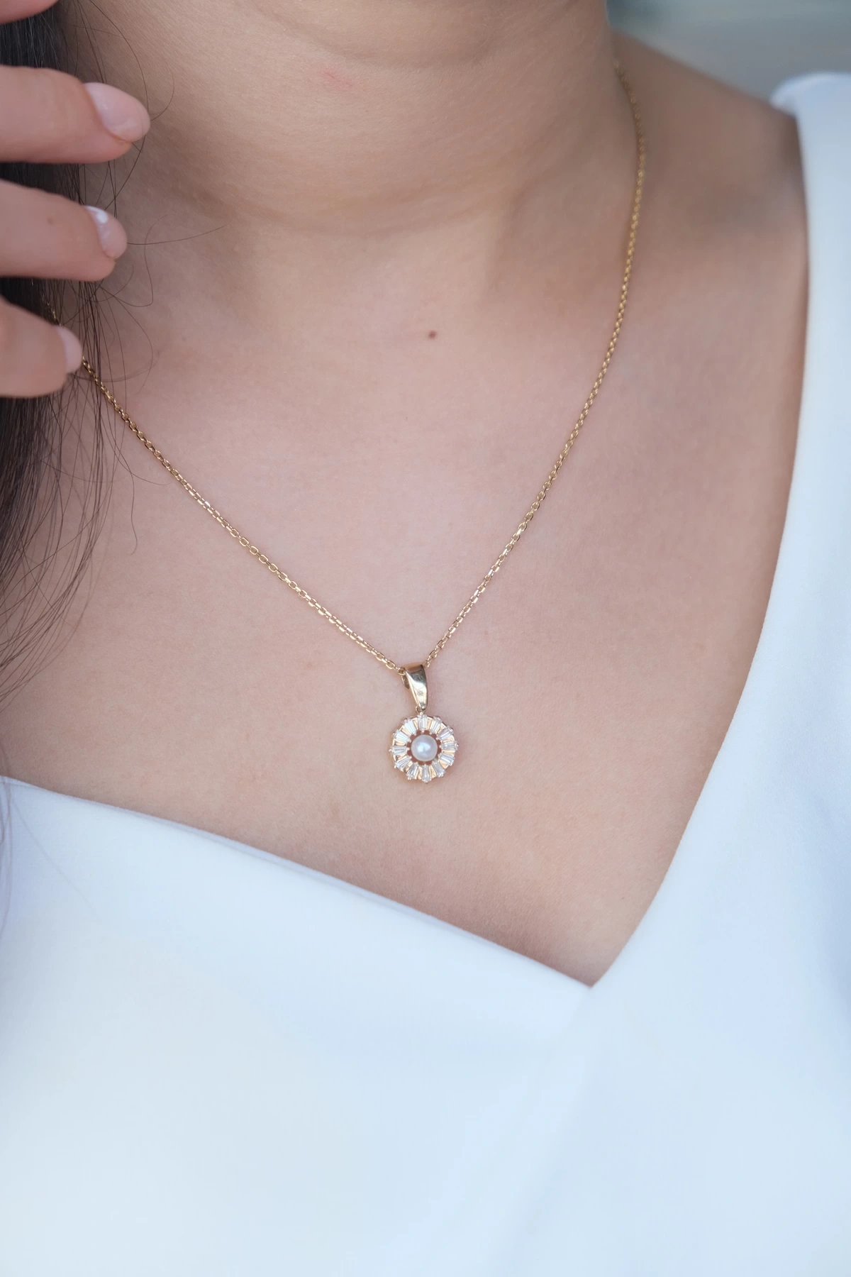 Asil 14 Ayar Zincir İncili Kolye KLY 2505