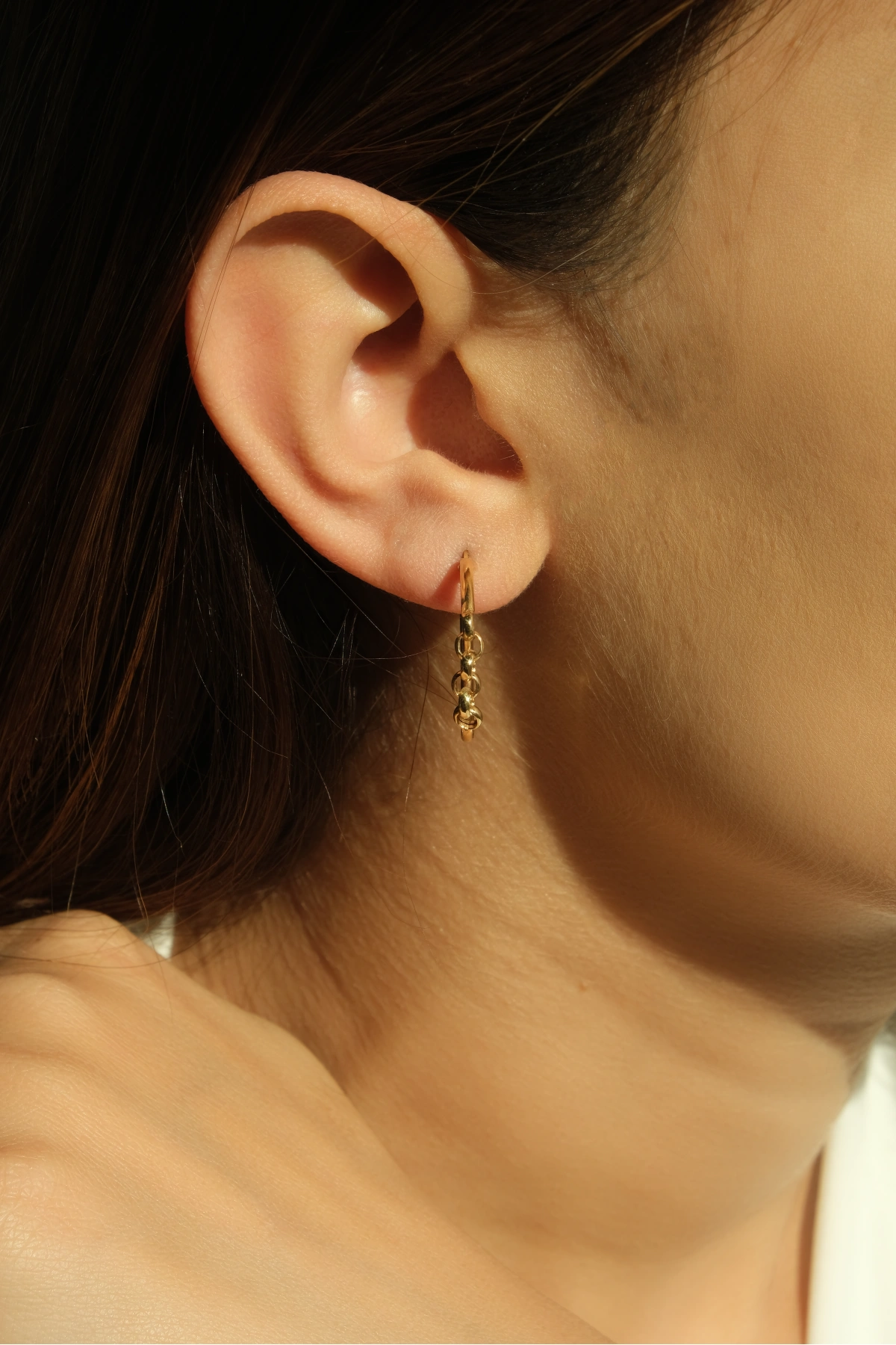 Asil 14 Ayar Çift Halka Detay Altın Küpe KP2170