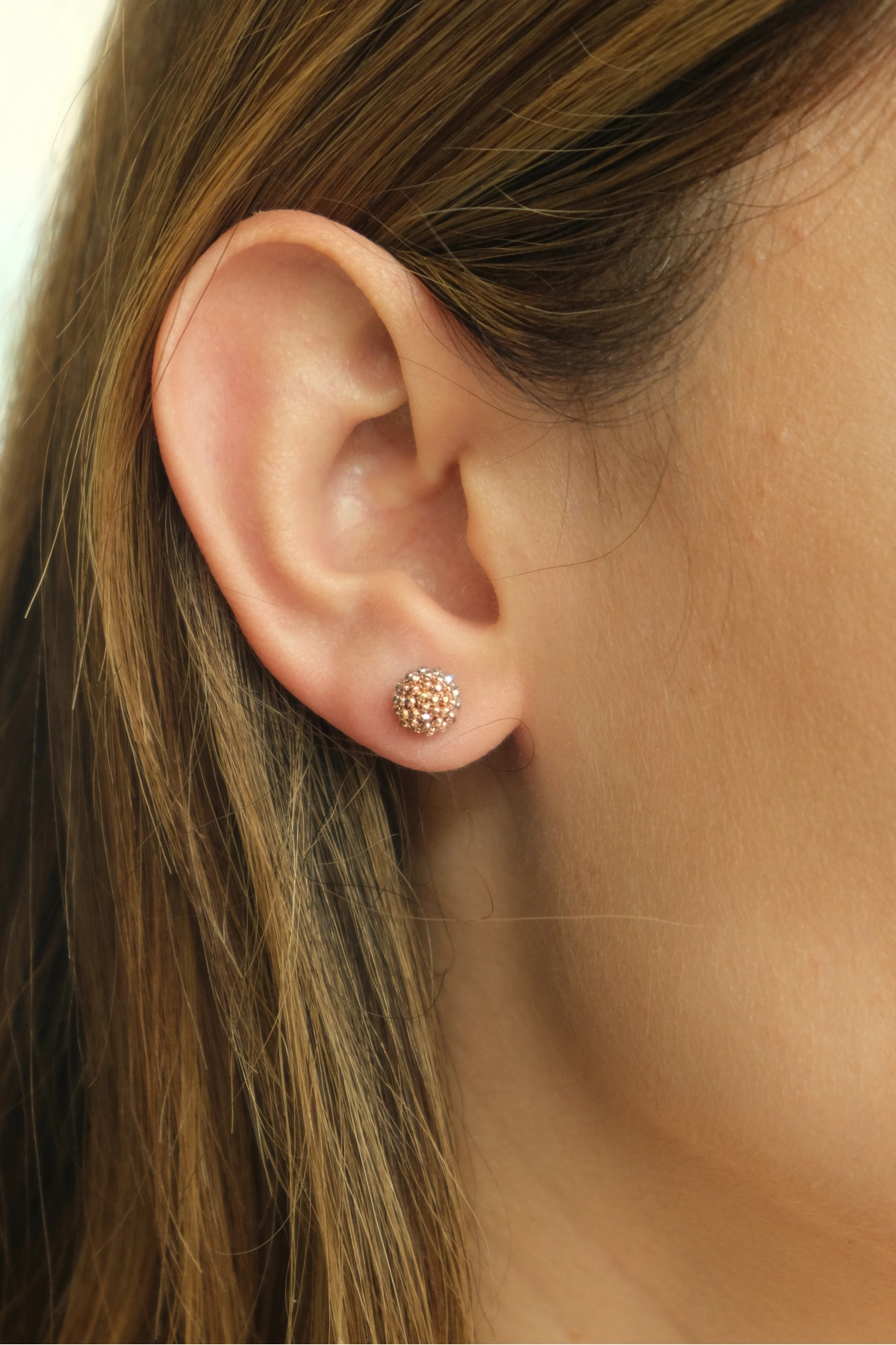 Asil 14 Ayar Üç Renk Top Altın Küpe KP3453