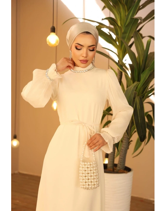 ARZU ELBİSE ABİYE BEJ