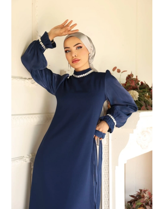 ARZU ELBİSE ABİYE LACİVERT