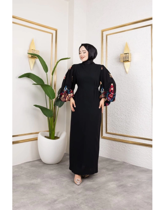 Balon Kollu Nakışlı ELİF ELBİSE