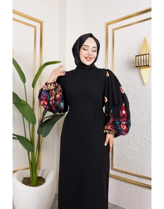 Balon Kollu Nakışlı ELİF ELBİSE