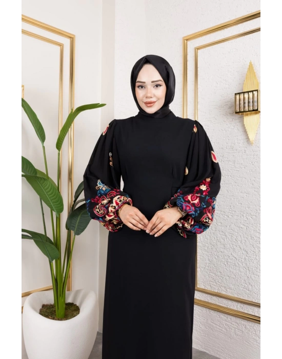 Balon Kollu Nakışlı ELİF ELBİSE