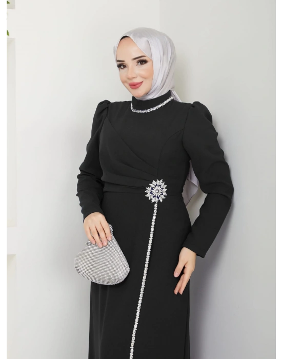 Çiçek Abiye SİYAH