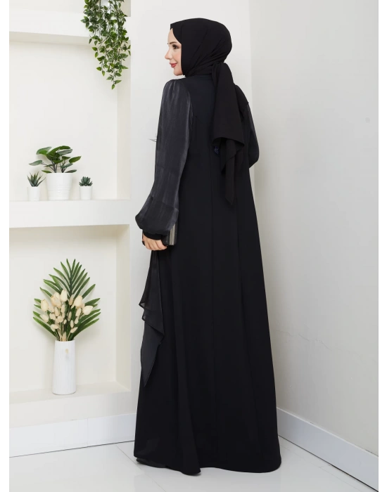 Firüze Abiye Tesettür Elbise - Siyah