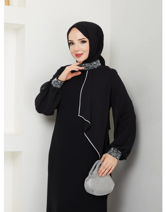 İPEK ELBİSE SİYAH
