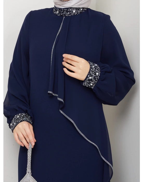 İPEK ELBİSE LACİVERT