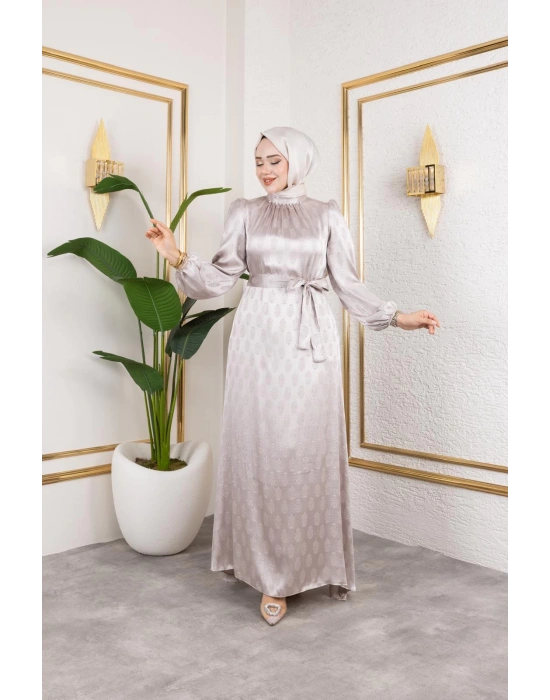 sudem saten elbıse bej