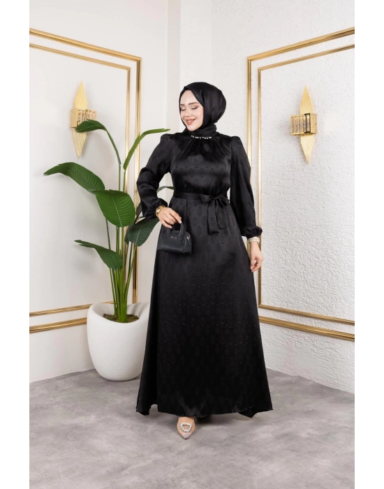 sudem saten elbıse sıyah