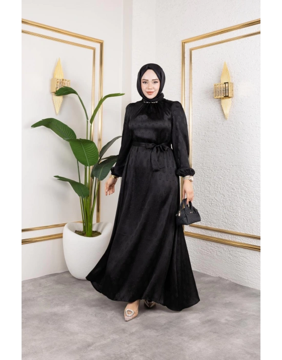 sudem saten elbıse sıyah