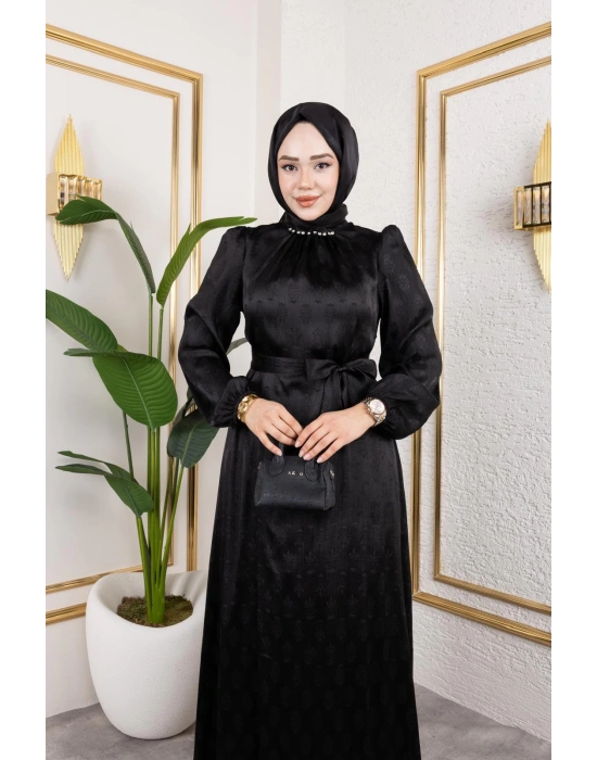 sudem saten elbıse sıyah