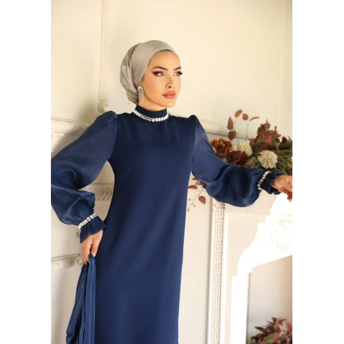 ARZU ELBİSE ABİYE LACİVERT