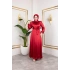 sudem saten elbıse kırmızı