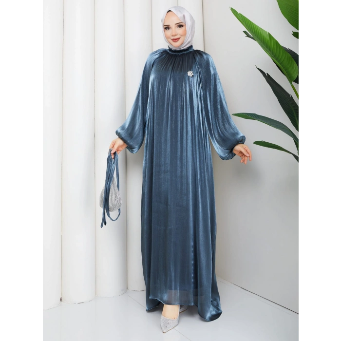 SİMGE TESETTÜR ELBİSE AçıkMavi