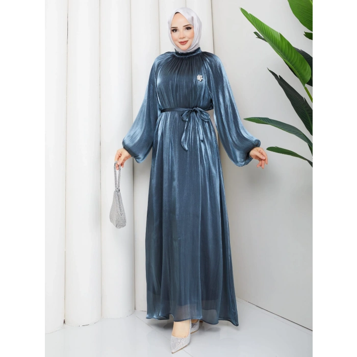 SİMGE TESETTÜR ELBİSE AçıkMavi