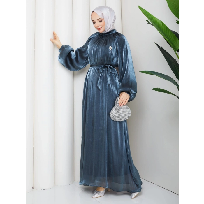 SİMGE TESETTÜR ELBİSE AçıkMavi