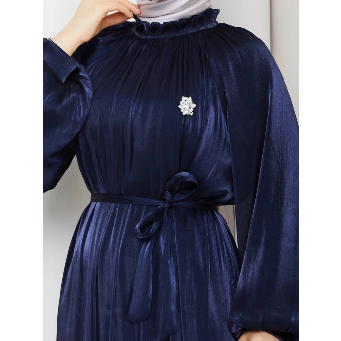 SİMGE TESETTÜR ELBİSE LACİVERT