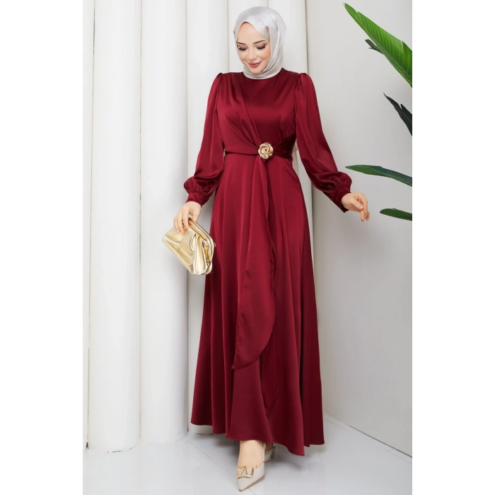 ALİYE TESETTÜR ELBİSE Bordo