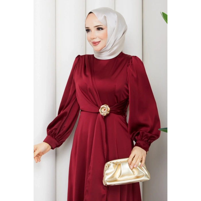 ALİYE TESETTÜR ELBİSE Bordo