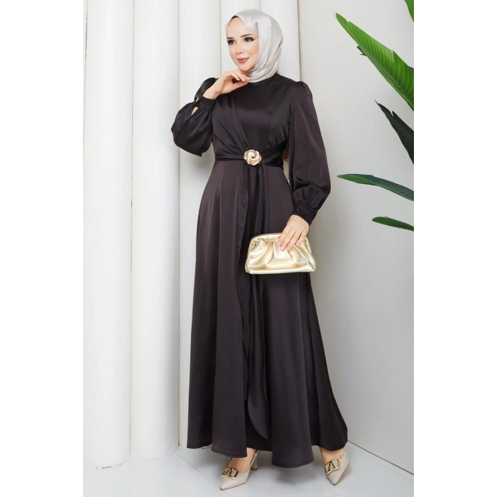 ALİYE TESETTÜR ELBİSE Kahve