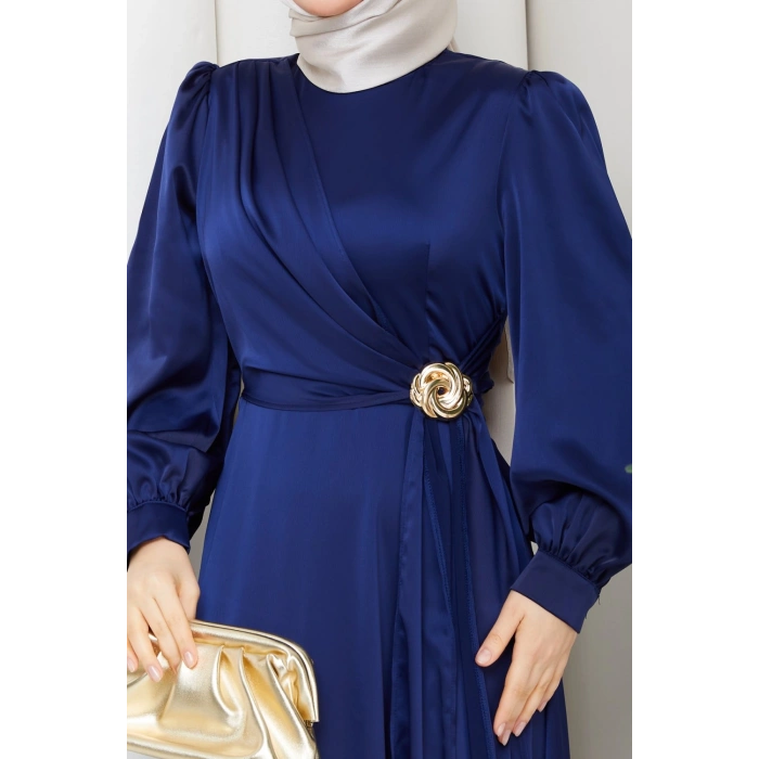 ALİYE TESETTÜR ELBİSE LACİVERT