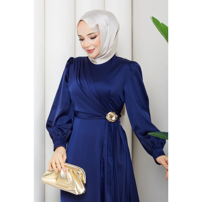 ALİYE TESETTÜR ELBİSE LACİVERT