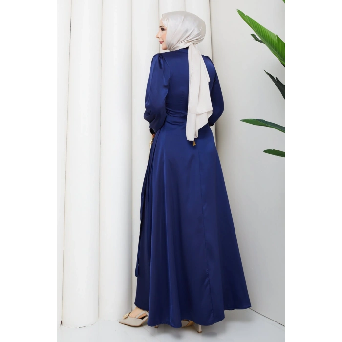 ALİYE TESETTÜR ELBİSE LACİVERT