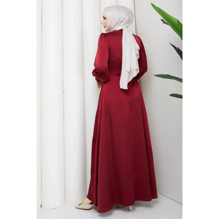 ALİYE TESETTÜR ELBİSE Bordo