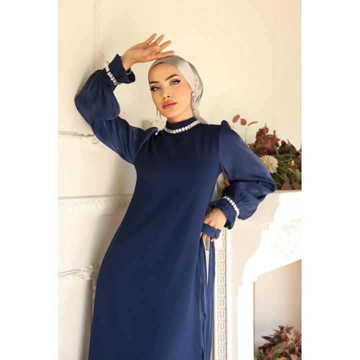 ARZU ELBİSE ABİYE LACİVERT
