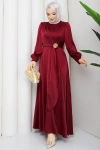 ALİYE TESETTÜR ELBİSE Bordo