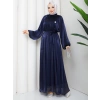 SİMGE TESETTÜR ELBİSE LACİVERT