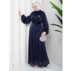 SİMGE TESETTÜR ELBİSE LACİVERT