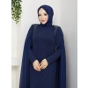 HİCRAN TESETTÜR ABİYE ELBİSE Lacivert