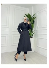 Siyah  Rengi Astarlı Trençkot