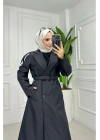 Siyah  Rengi Astarlı Trençkot