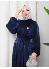 SİMGE TESETTÜR ELBİSE LACİVERT