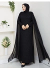 HİCRAN TESETTÜR ABİYE ELBİSE SİYAH